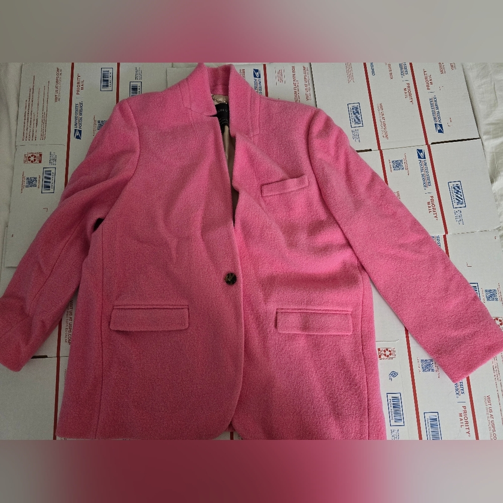 J. Crew Pink Notchless Collar Single-Button Blazer - Picture 2 of 7
